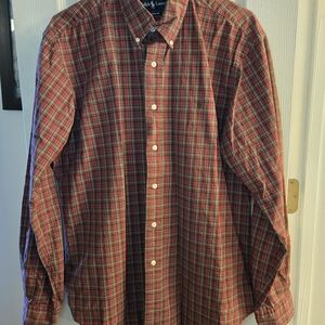 Ralph Lauren Men's Red and Green Plaid Shirt